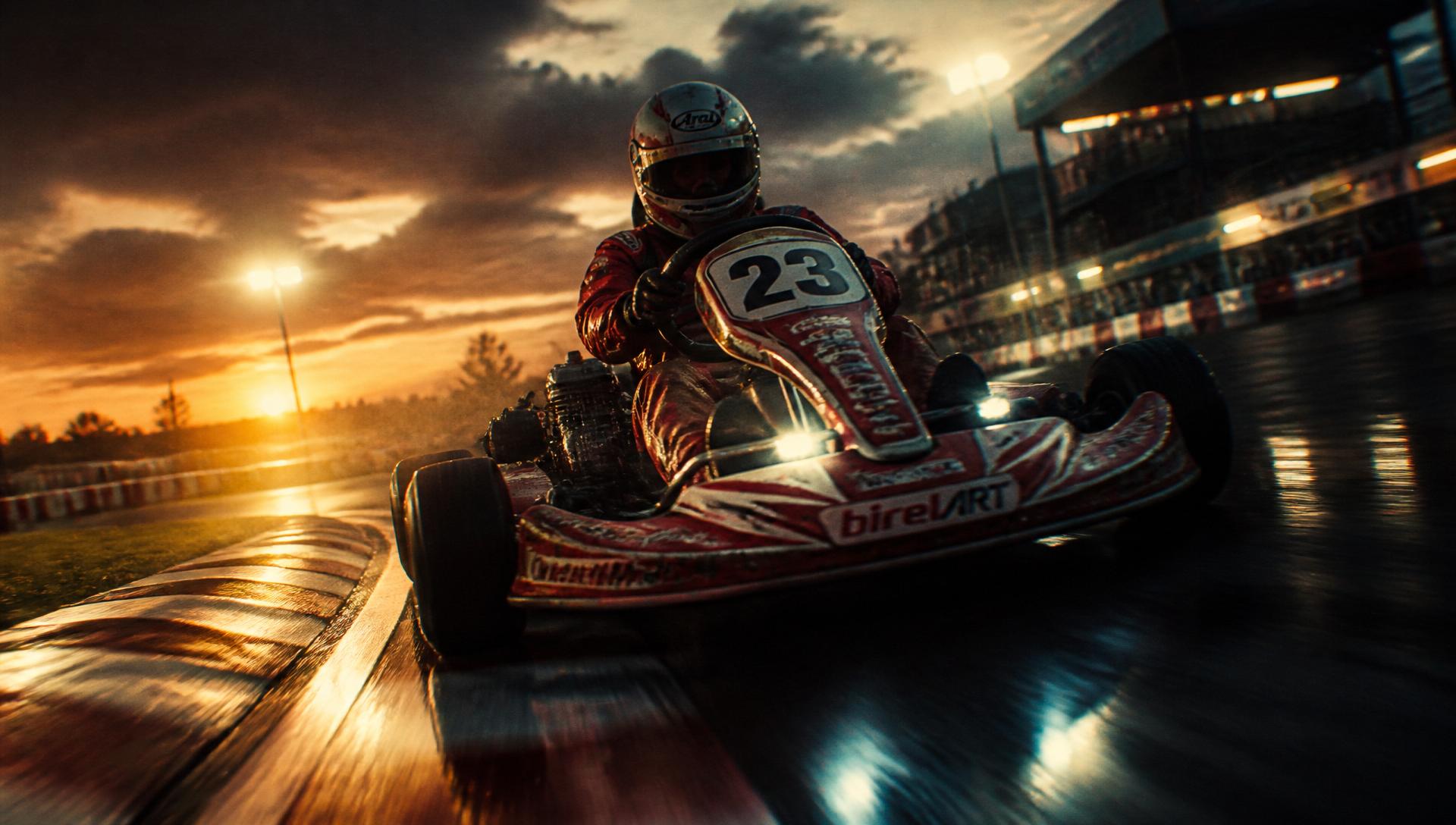 Kart en pleine action sur le circuit de Rumilly